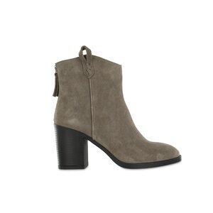 NWOT MÍA Womens Aedlin Gray Block Heels Ankle Boots Wester Suede Zip Size 7